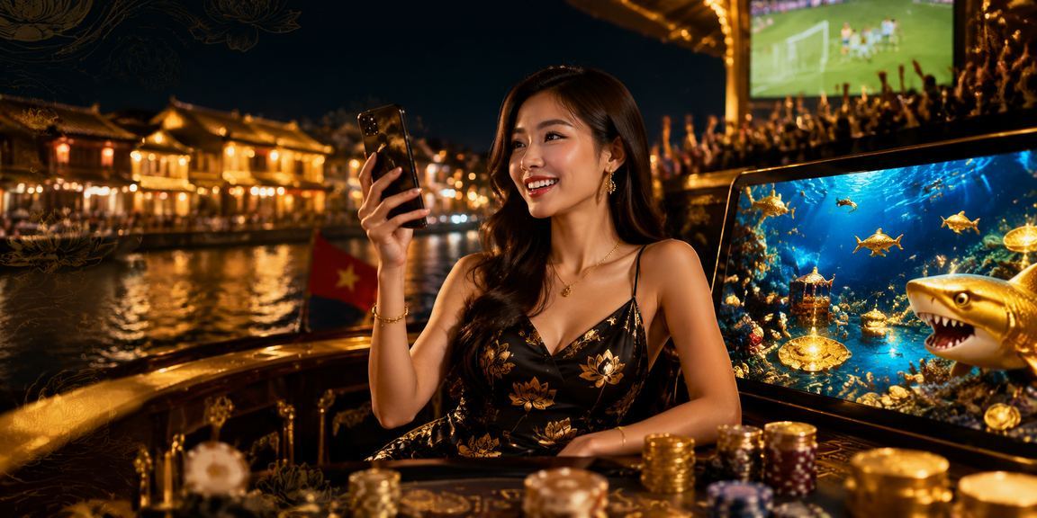 Người dùng tại Hội An dùng điện thoại Android để nhập mã voucher và chơi casino trực tuyến